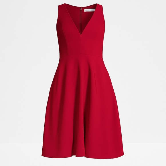 Dress the Population Dresses & Skirts - Dress the Population Catalina Red V-Neck Fit & Flare Dress M EUC Pockets